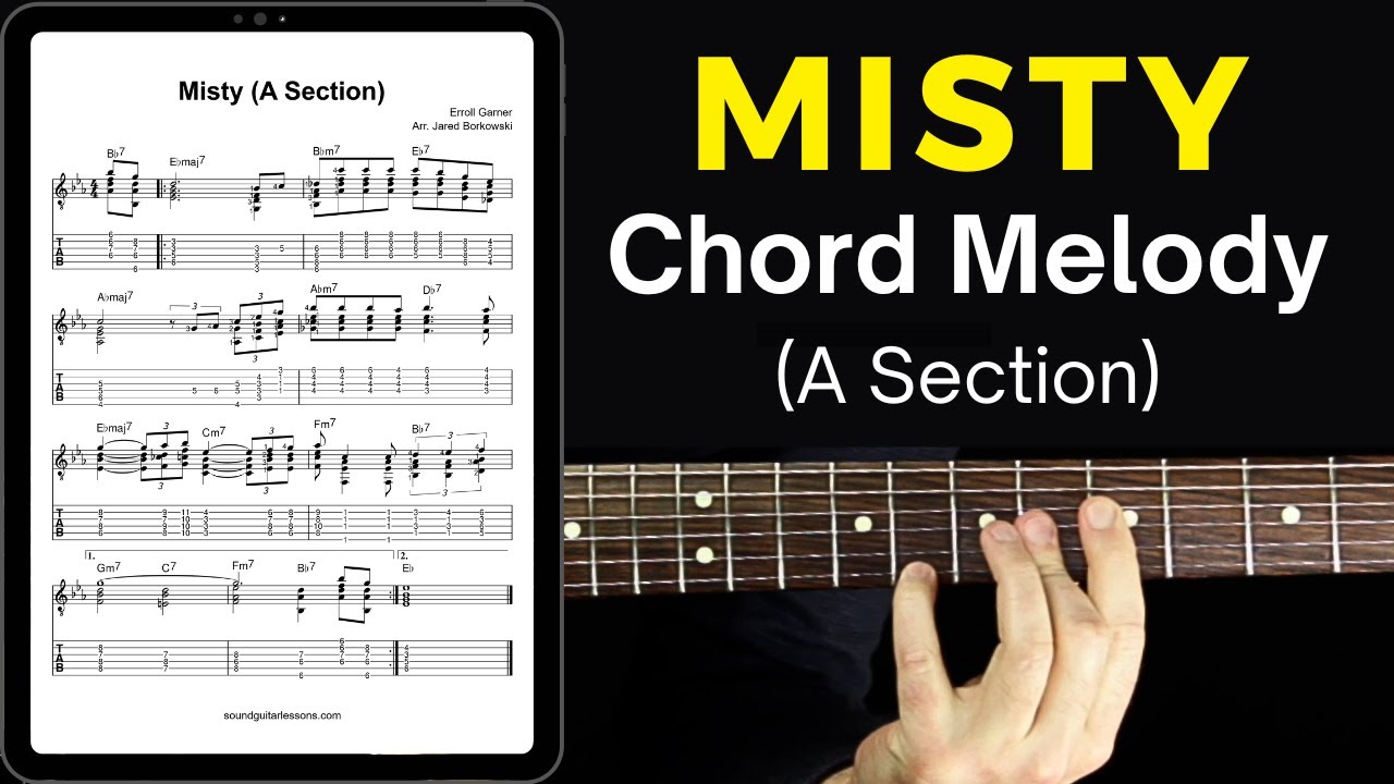 Misty Chord Melody - ПРЕКРАСНАЯ аранжировка джазовой баллады для гитары соло (с нотами)