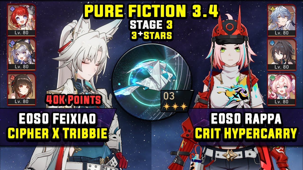 E0 Feixiao Carry W/ Cipher & E0 Rappa Crit Carry (3 Stars) Pure Fiction 3 Honkai Star Rail 3.4