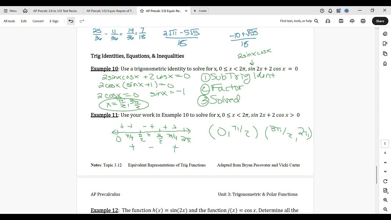 AP Precalc 3 12 Equiv Repres of Trig Functions 25 26 Part 3 Notes