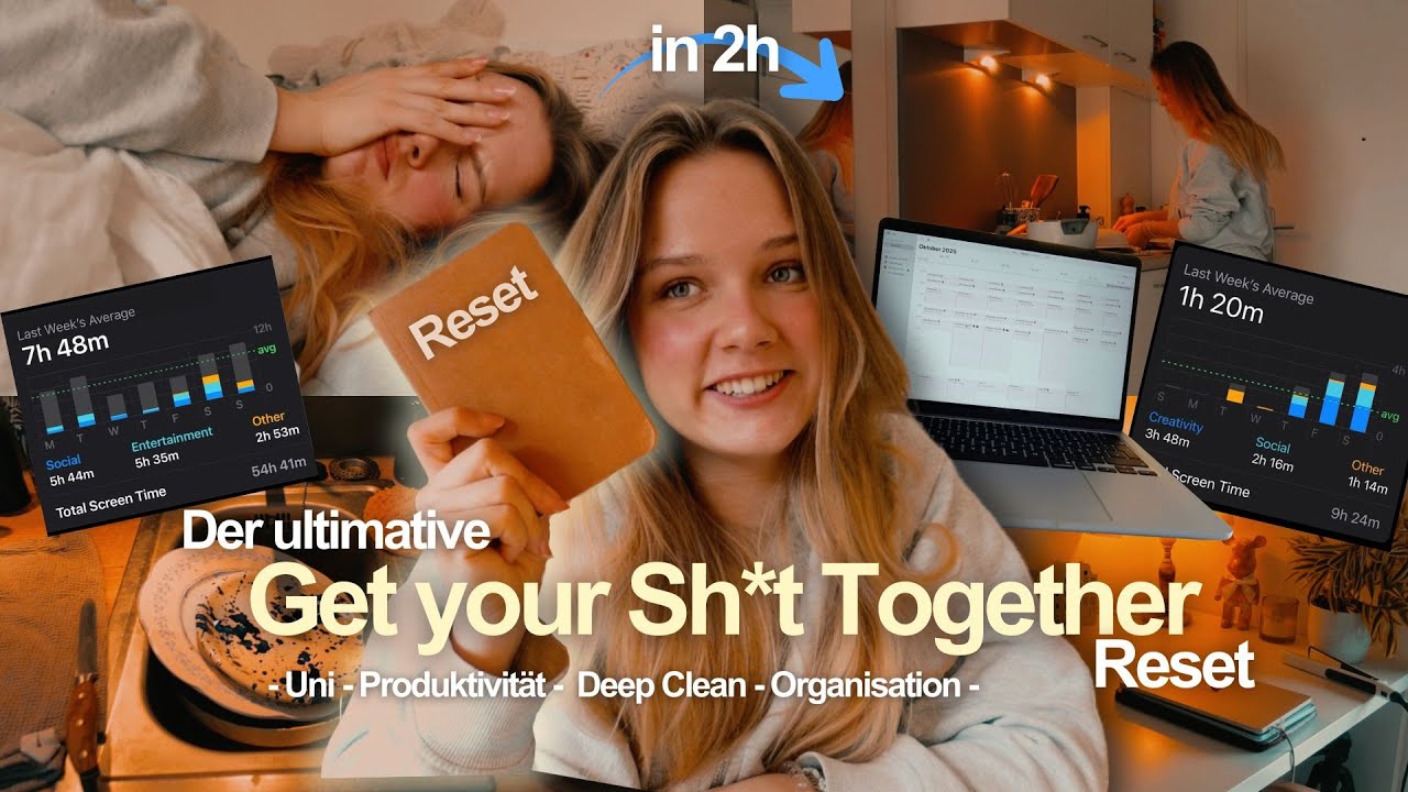 Leben, Uni und Screentime in den Griff bekommen! - Der Ultimative Produktivitäts-Reset 👩🏽‍🎓🧼📚⏰