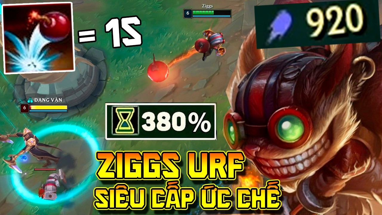 ZIGGS URF 1 GIÂY 1 CÚ Q: KHI BOM NÉM CÒN NHANH HƠN ĐÁNH THƯỜNG - VỊ TƯỚNG LỖI NHẤT CHẾ ĐỘ URF!