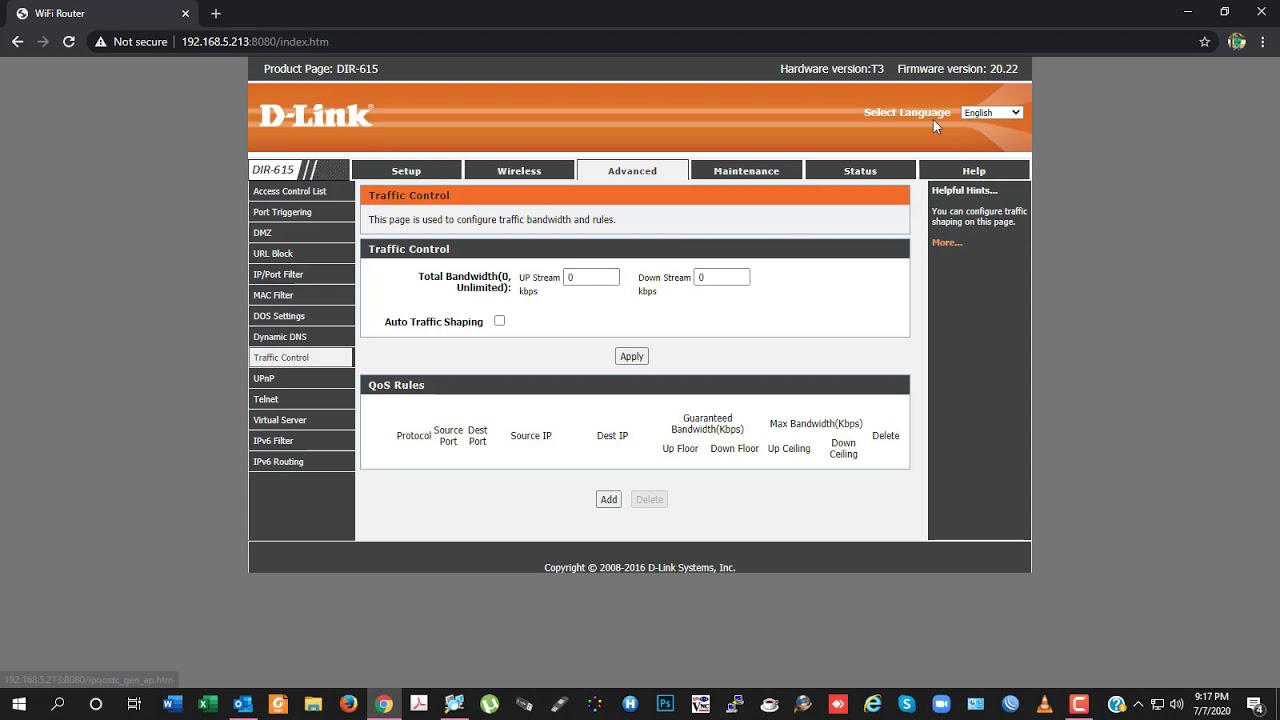 D Link Router Speed Limit or Bandwidth Management