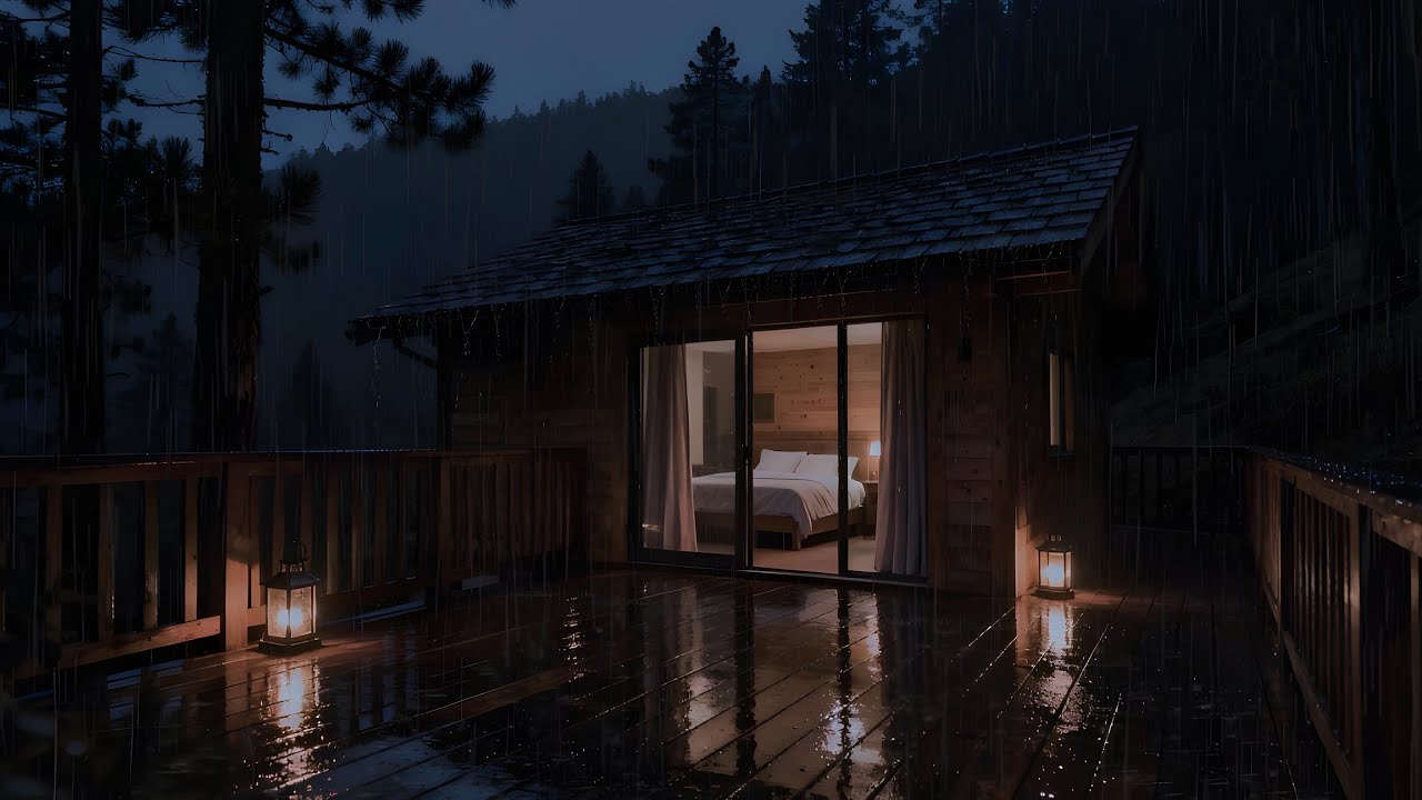 Soft Night Rain 🌙 | Cozy Cabin (No Thunder) for Sleep