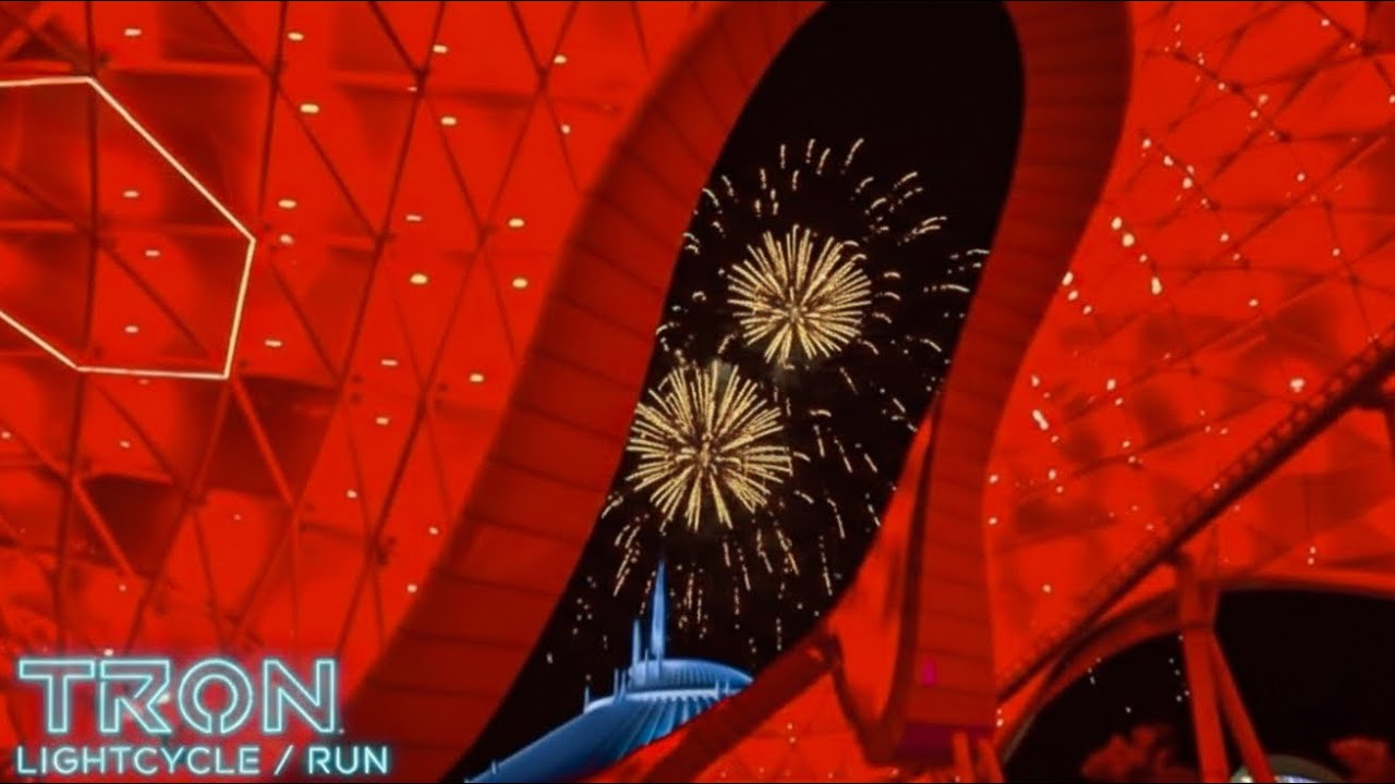TRON Lightcycle/Run walkthrough During Magic Kingdom Fireworks￼ POV [4K]