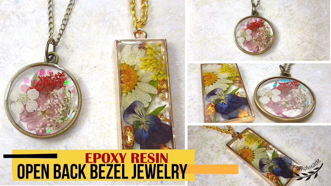 ~JustHandmade~ How to make epoxy resin open bezels jewelry - tutorial