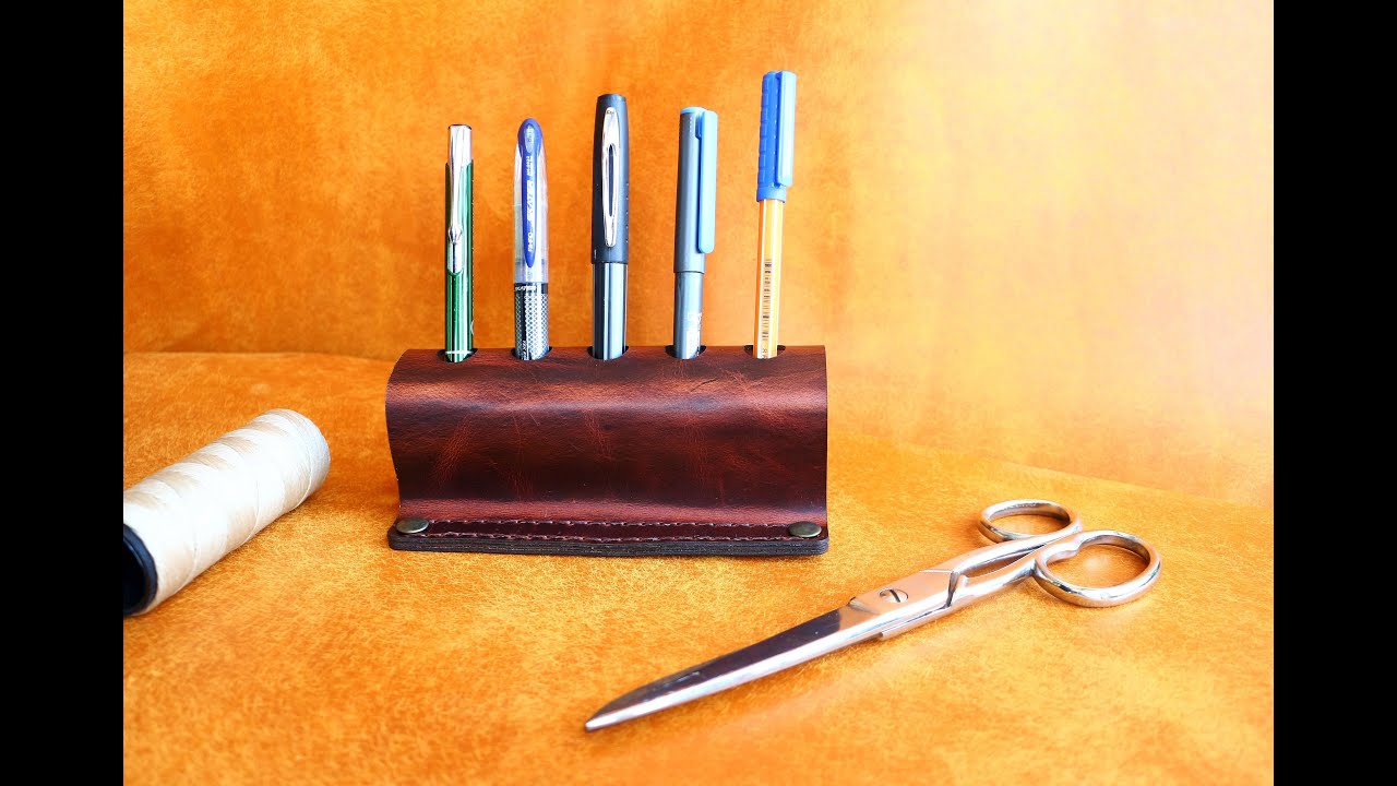 Leather Pen Holder for Desk, PDF, SVG and DXF Templates,Pencil Holder for Desk ,Pen Holder Desk Tidy