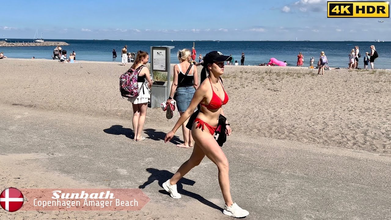 🇩🇰Copenhagen Amager Beach Denmark, 4K Walking Tour, June 2022, Amager Strandpark Beach #Sunbath