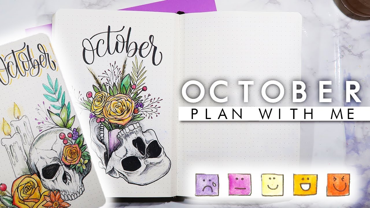 PLAN WITH ME | October 2018 | Flower Skulls Bullet Journal Setup