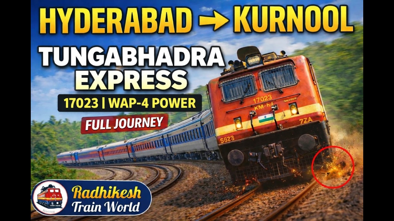 🔥 17023-Tungabhadra Express | Major Stops & Small Station Skips | Full Journey Hyderabad to Kurnool