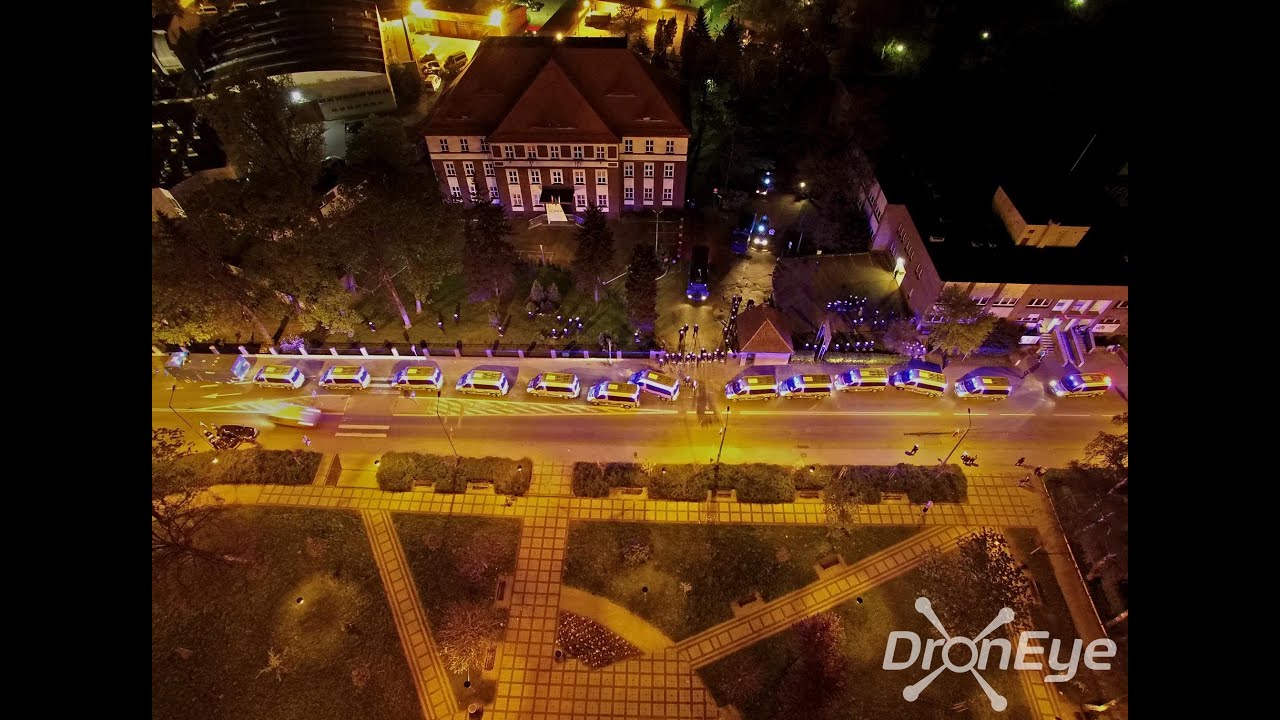 ZAMIESZKI z POLICJĄ W KNUROWIE z drona ŚMIERĆ KIBICA
