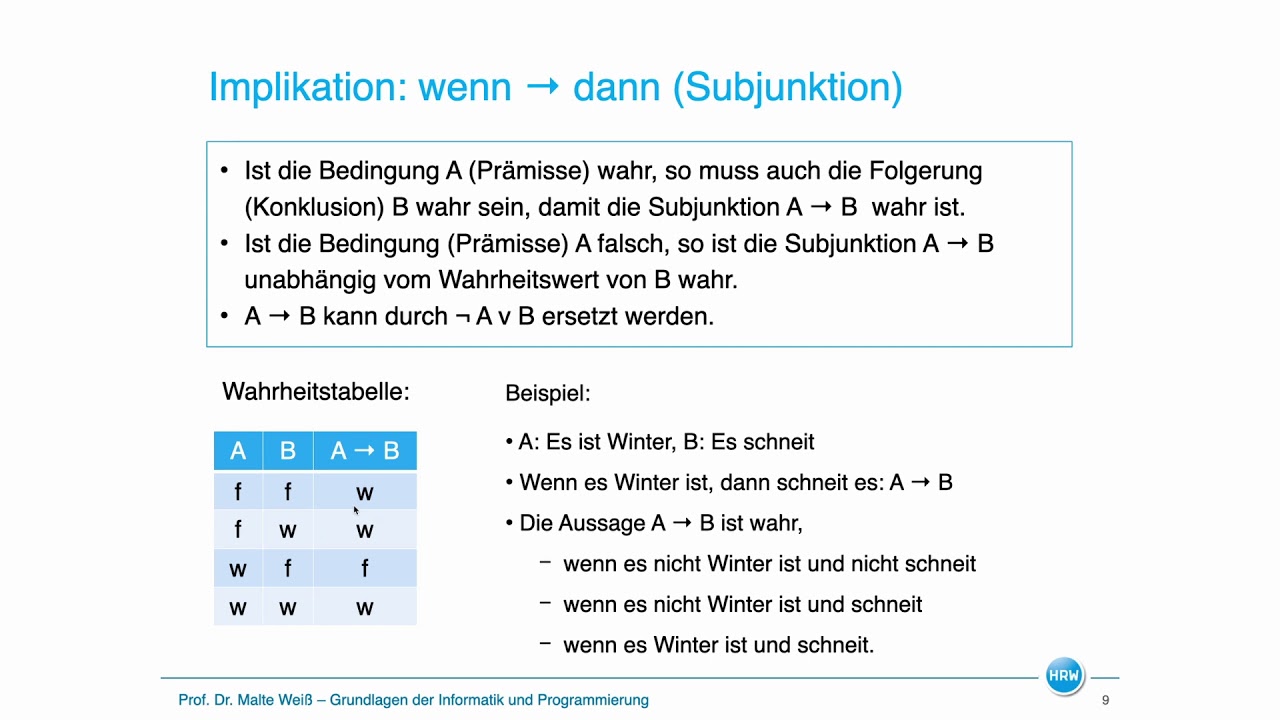 Einführung in die Aussagenlogik