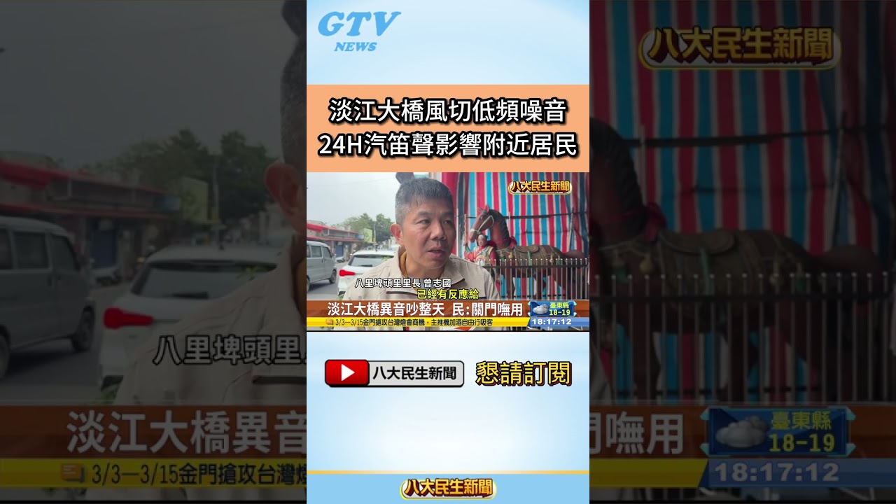 #shorts 淡江大橋風切低頻噪音 24H汽笛聲影響附近居民 @gtvnews27