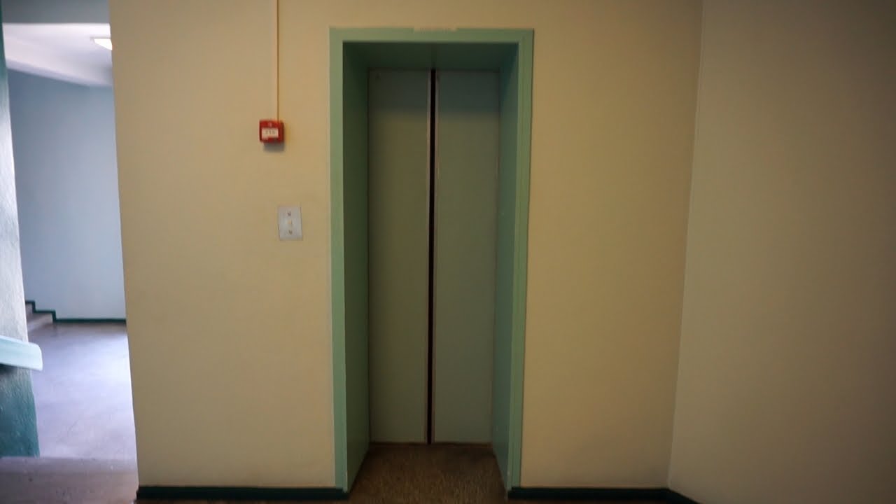 1980s soviet traction elevator with automatic doors @ Liivalaia 24, Tallinn, Estonia