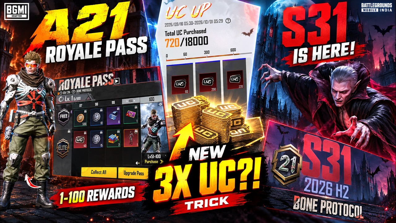 BGMI A21 ROYAL PASS IS HERE! 😱 S31 Season + NEW 3X UC TRICK & RP Rewards