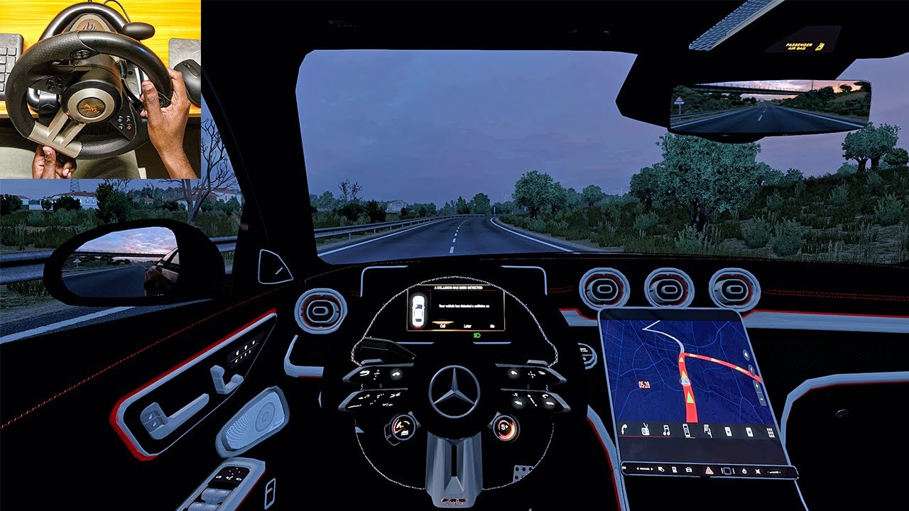 Mercedes Benz - C - Class AMG Night Driving - Euro Truck Simulator -2 | Steering Wheel Gameplay