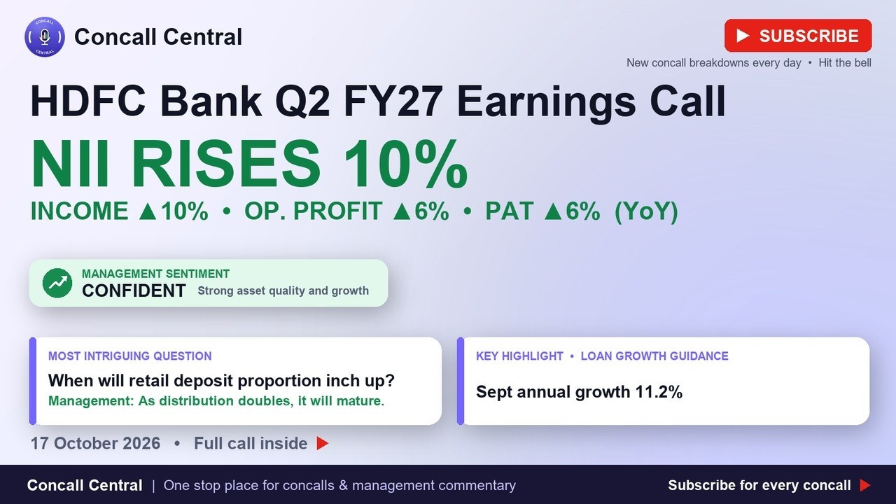 HDFC Bank Q2 FY27 Earnings Call: NIM Bottoms At 3.32% | 17 Oct 2026