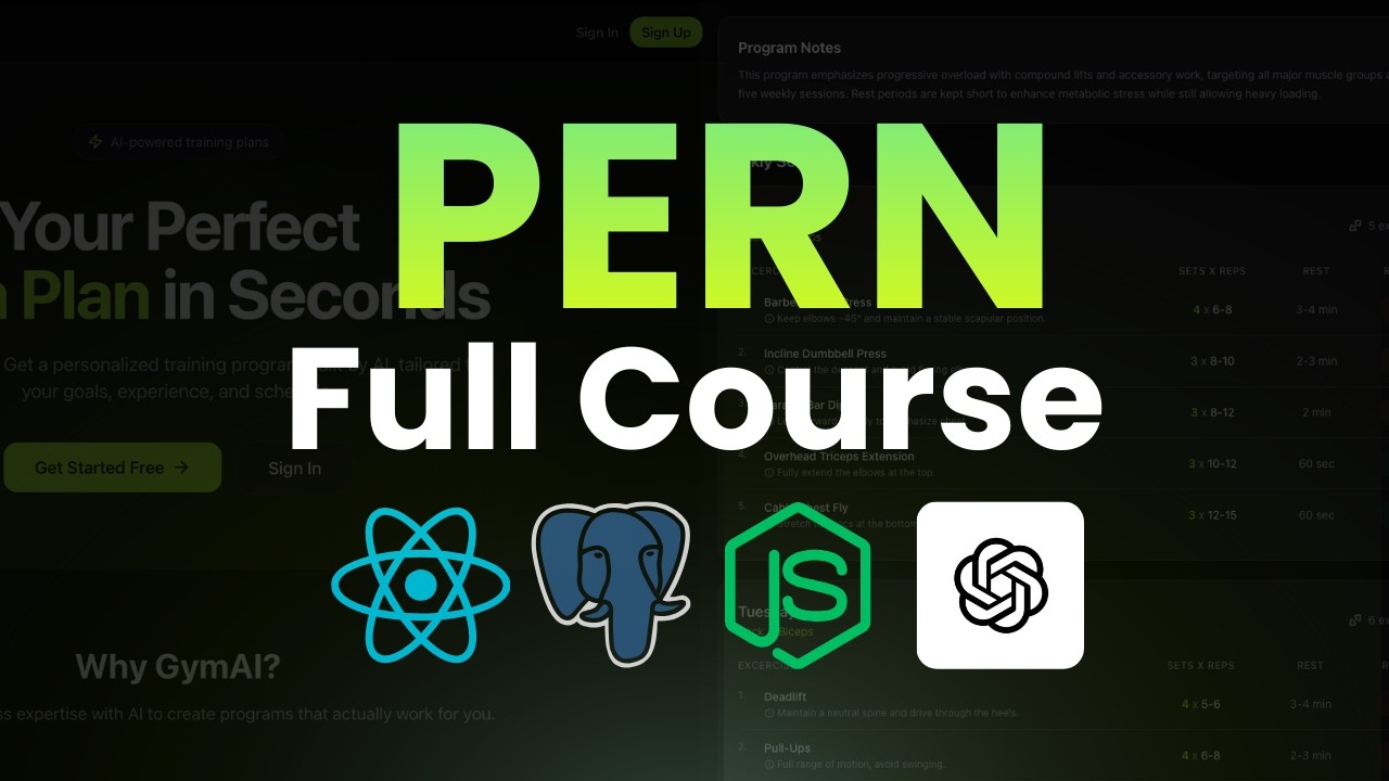 PERN Full Course 2026 | Build an AI Gym Planner Application w/ React, NodeJS, PostgreSQL, Express...