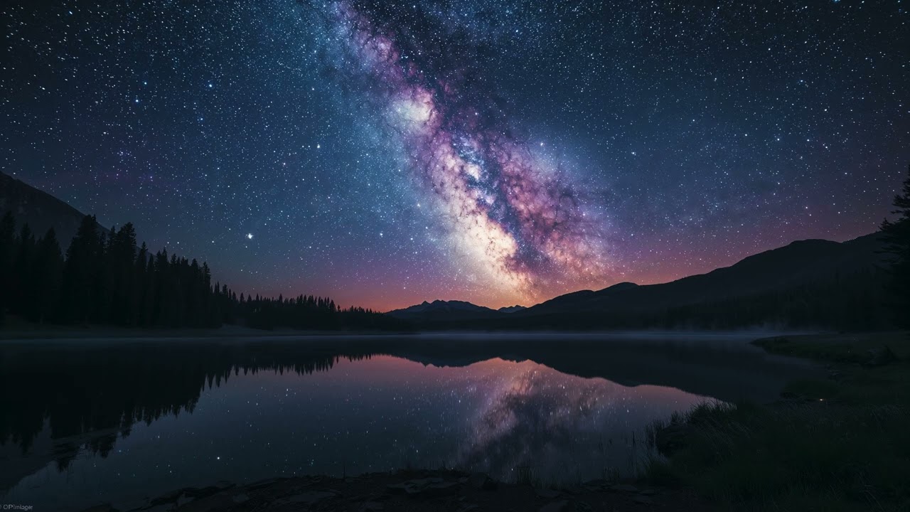 Sleeping Piano Music at Night 🌙 Peaceful Lake & Stars  Study, Sleep, Focus
