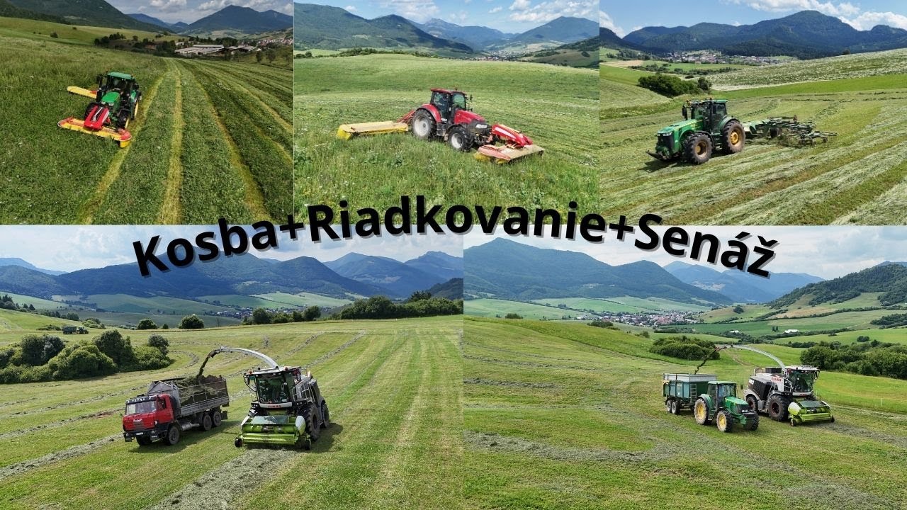 Kosba+Riadkovanie+Senáž s traktormi John Deere, Case, Tatra a rezačkou Claas Jaguar 980