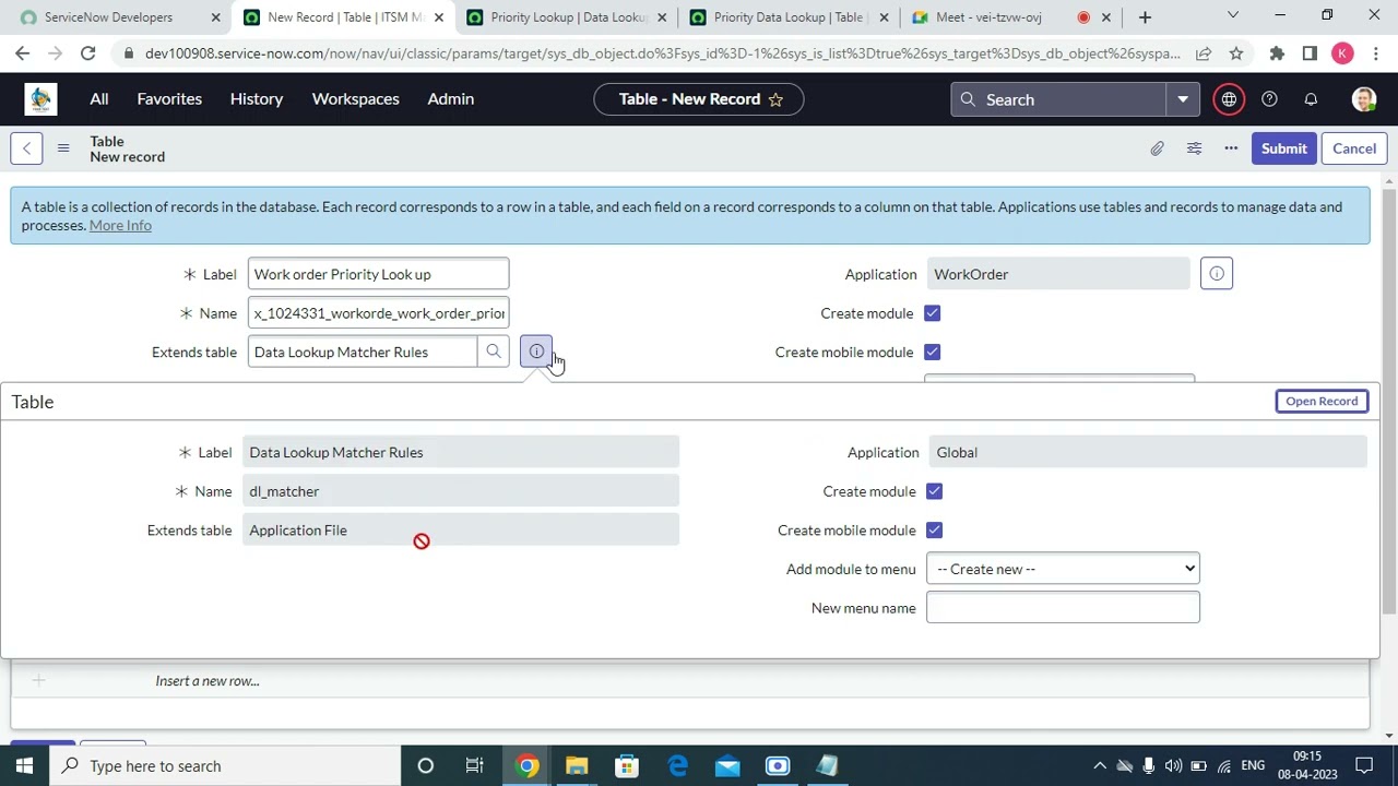 ServiceNow Priority Look rules on Custom Table