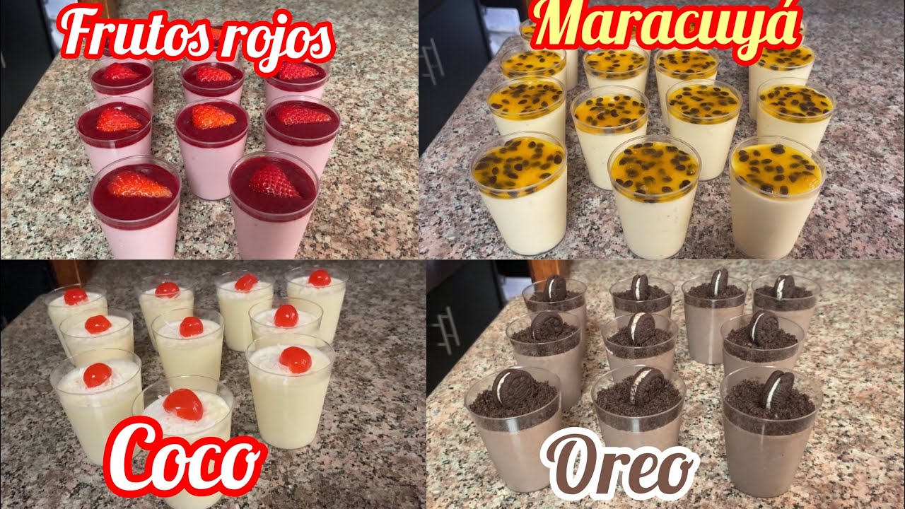 4 POSTRES en VASITOS, para DECORAR una FIESTA DE  CUMPLEA&Ntilde;OS.