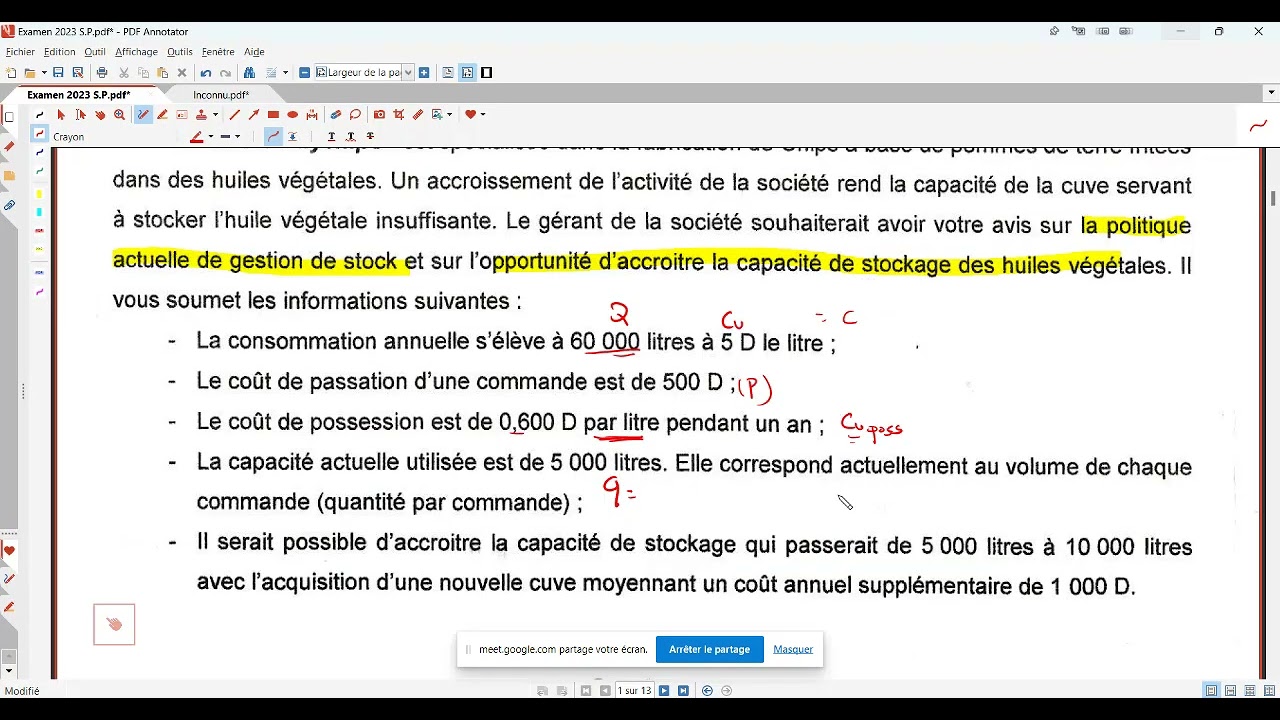 Correction examen Gestion -Bac 2023-SP -1ere partie