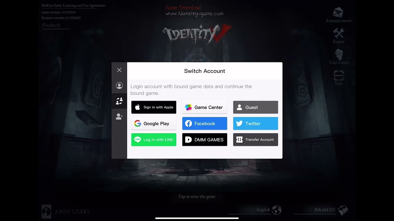 Перенос акаунта Identity V с android на iOS и на оборот