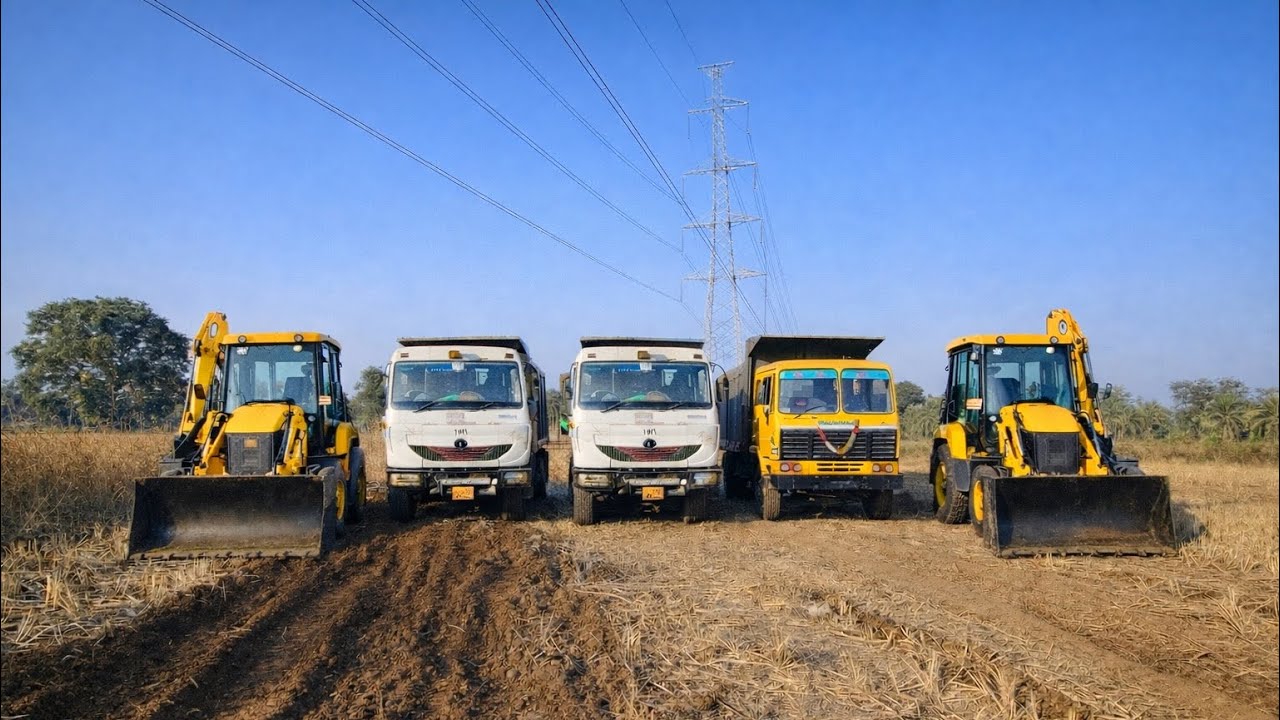 Aal working jcb3dx and Ashok Leyland dump truck and stunt ￼