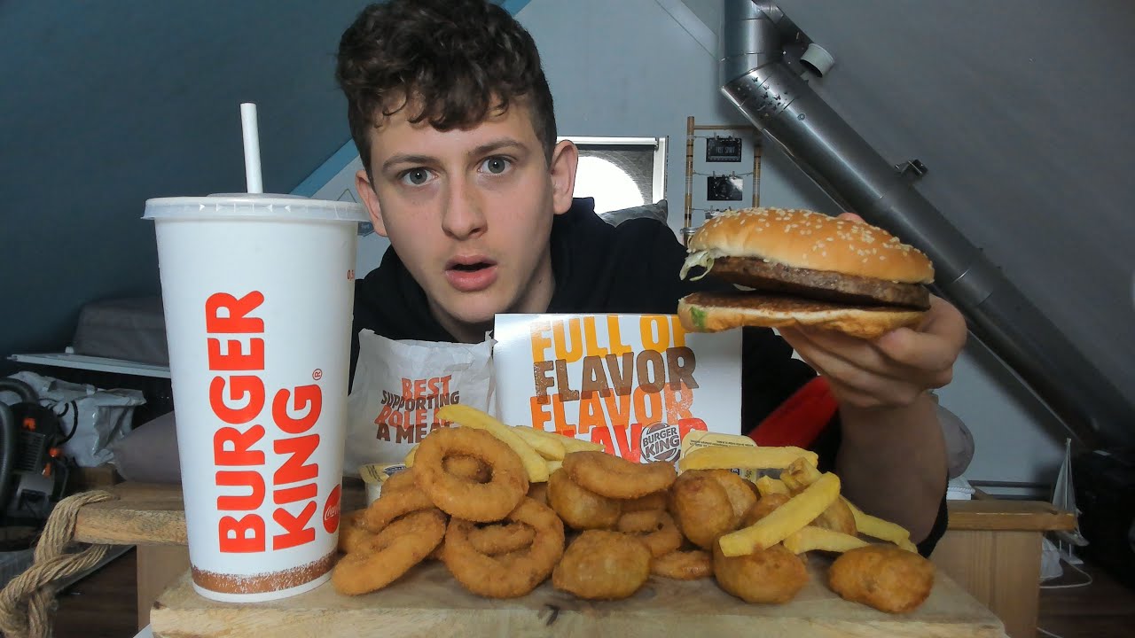 BURGER KING MUKBANG! ( Onion rings, fries, chili cheese nuggets and ICE TEA| meal for a king 👑