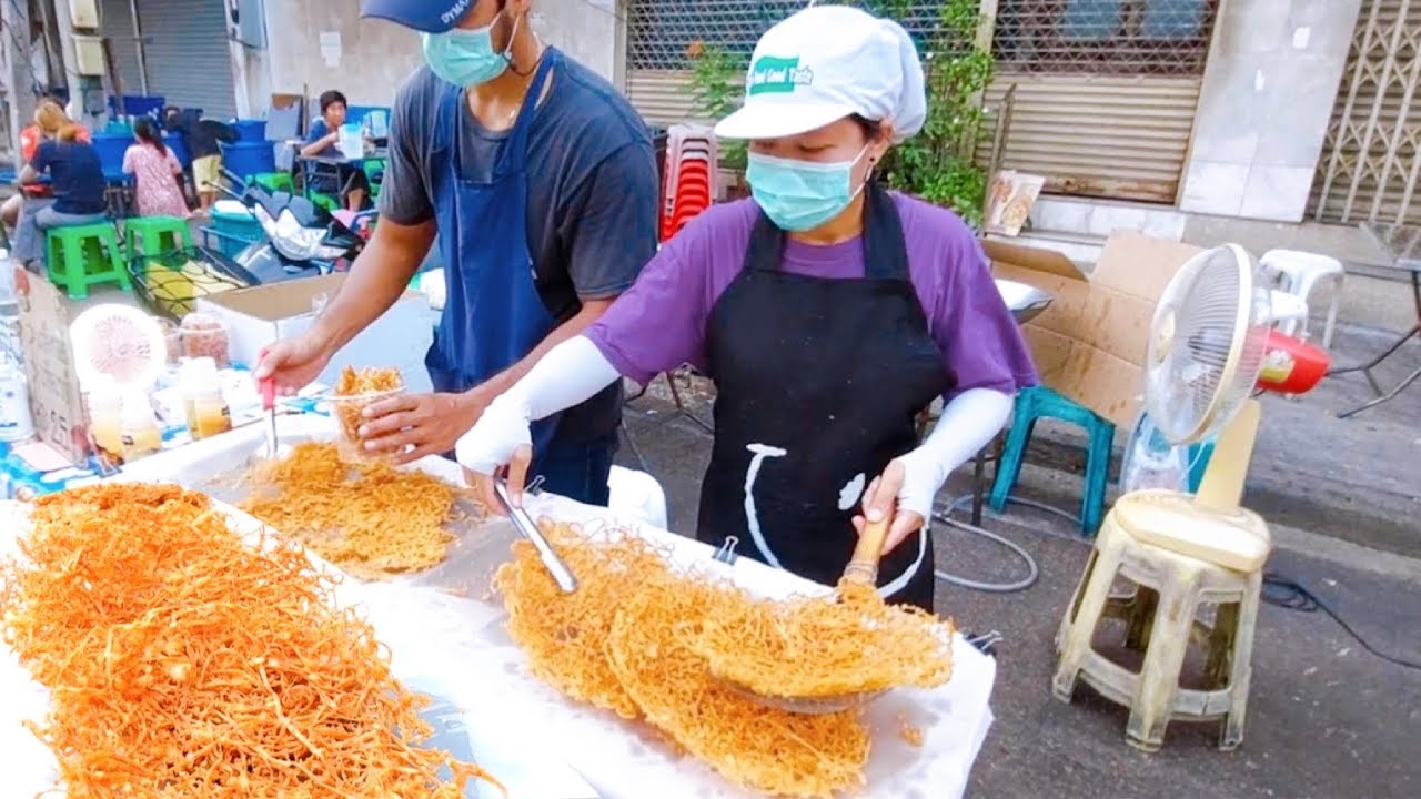 ราชาเห็ดทอด!! กรอบนาน กรอบทนต้องร้านนี้ เหลืองสวย น่ากินมากๆ Under $1 Deep Fried Enoki Mushroom