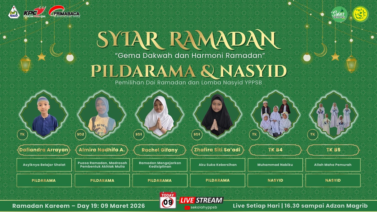 SYIAR RAMADAN — PILDARAMA & NASYID | Senin, 09 Maret 2026