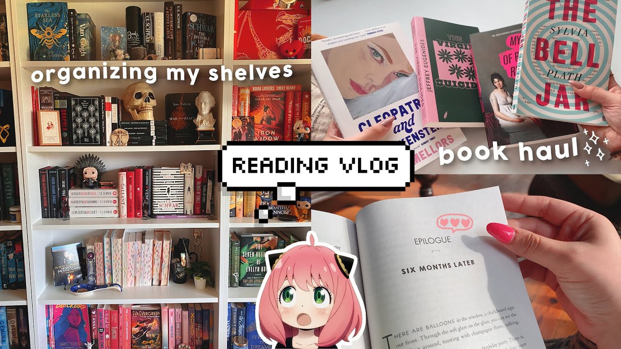 book hauls, new favorites & organizing my shelves 🍒✨ reading vlog