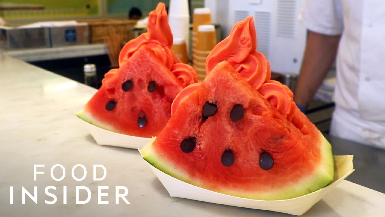 Soft Serve Ice Cream In A Watermelon Slice
