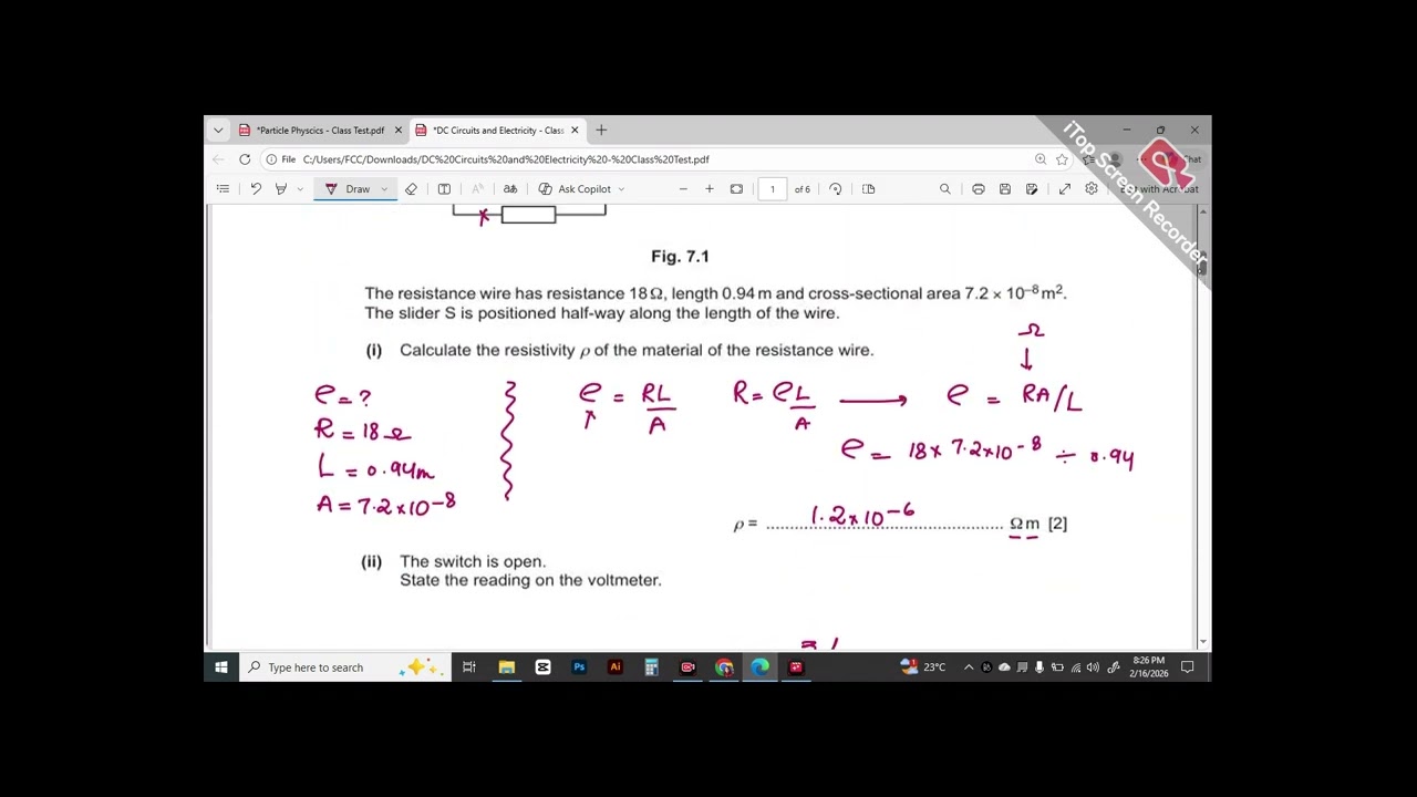 DC Circuits & Electricity Past Paper 2