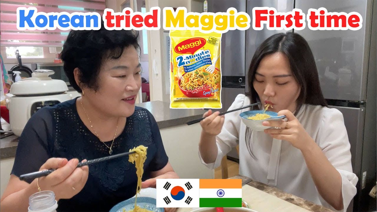 I ate maggie with my mom first time | Korean reaction about maggie