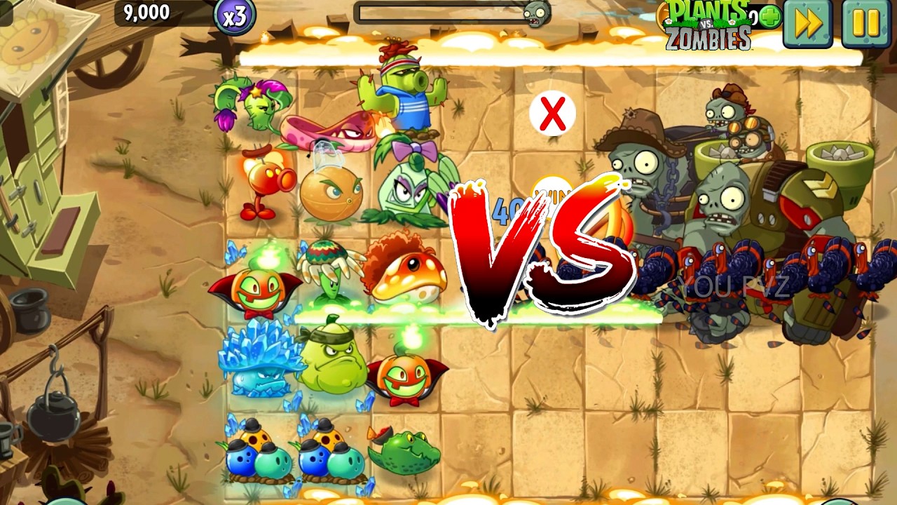 PVZ 2 - Random 5 Plants Team Vs Turkey & Gagantuar  Zombies - Who wins ? #pvzgameplay