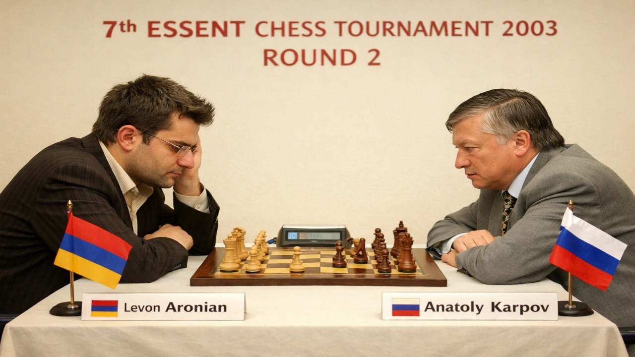 Levon Aronian vs Anatoly Karpov - 7th Essent, 2003 ( ROUND 2 )