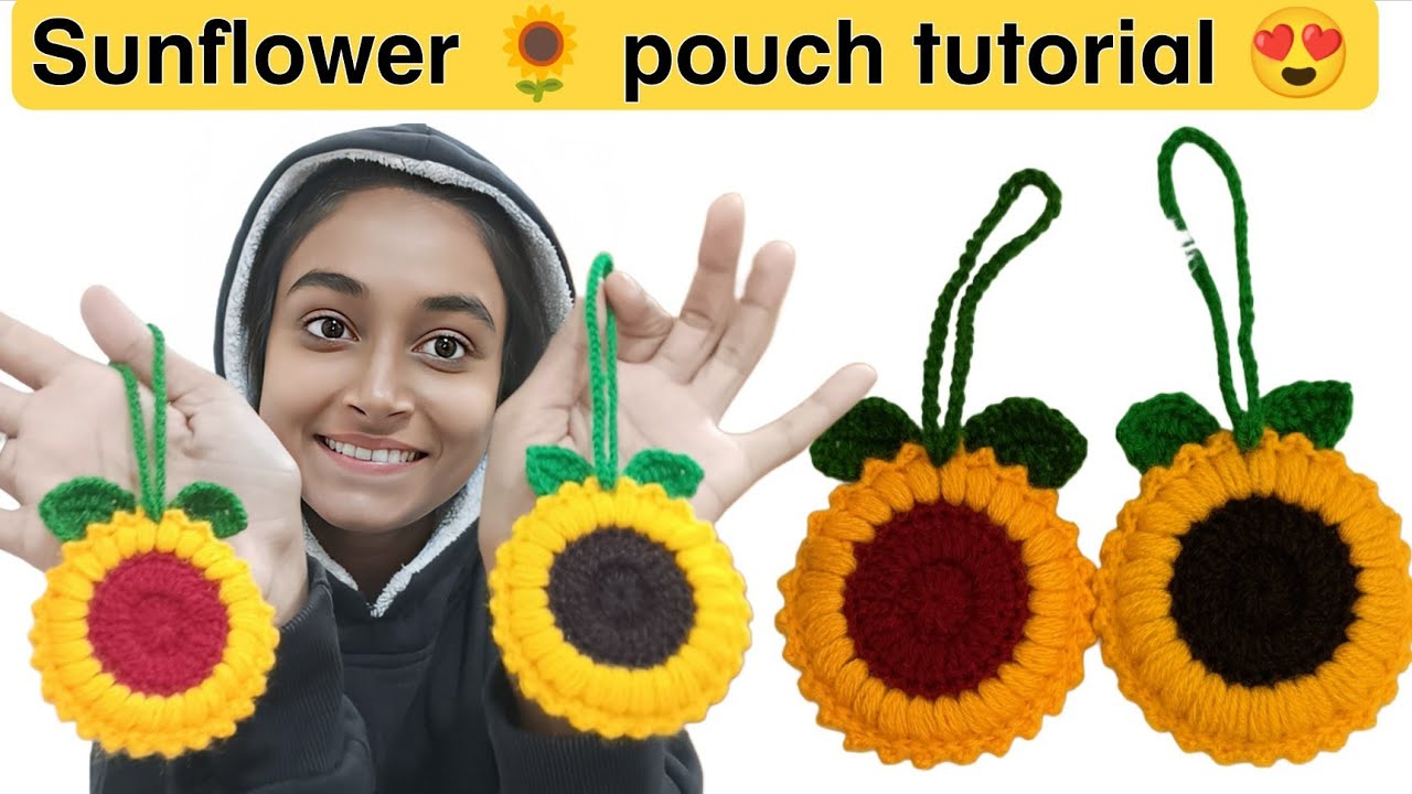 Crochet sunflower 🌻 pouch tutorial 😍/New tutorial 😱@sisterssilaibuanai 