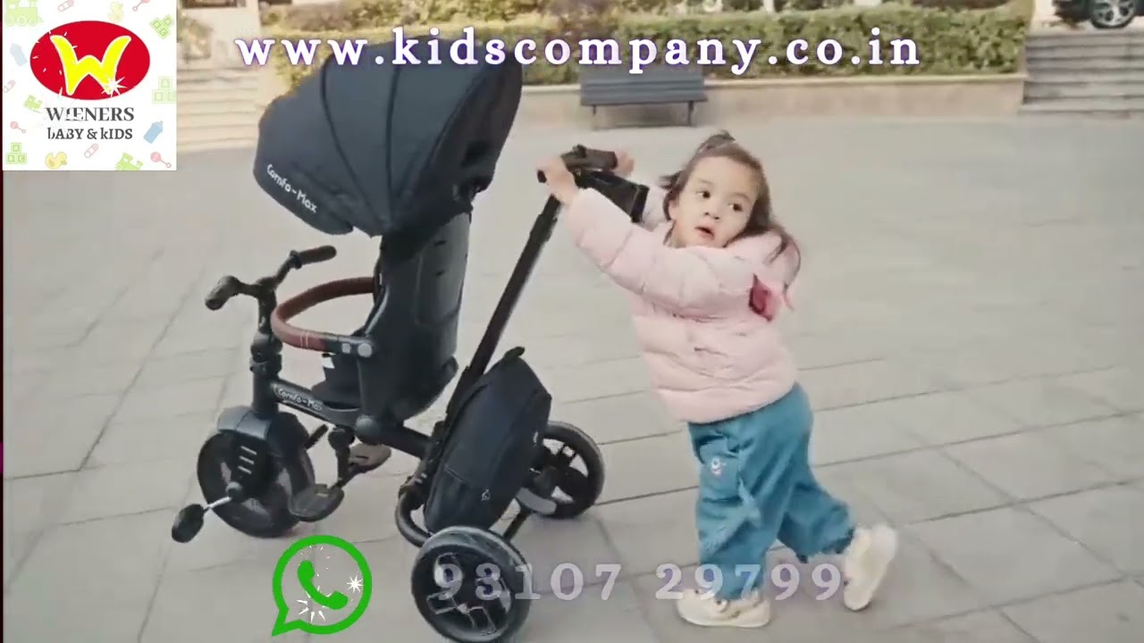 QPlay Toddler Tricycle Baby Strollers with 3-Stages - Premium Push Trike Featuring | Wieners