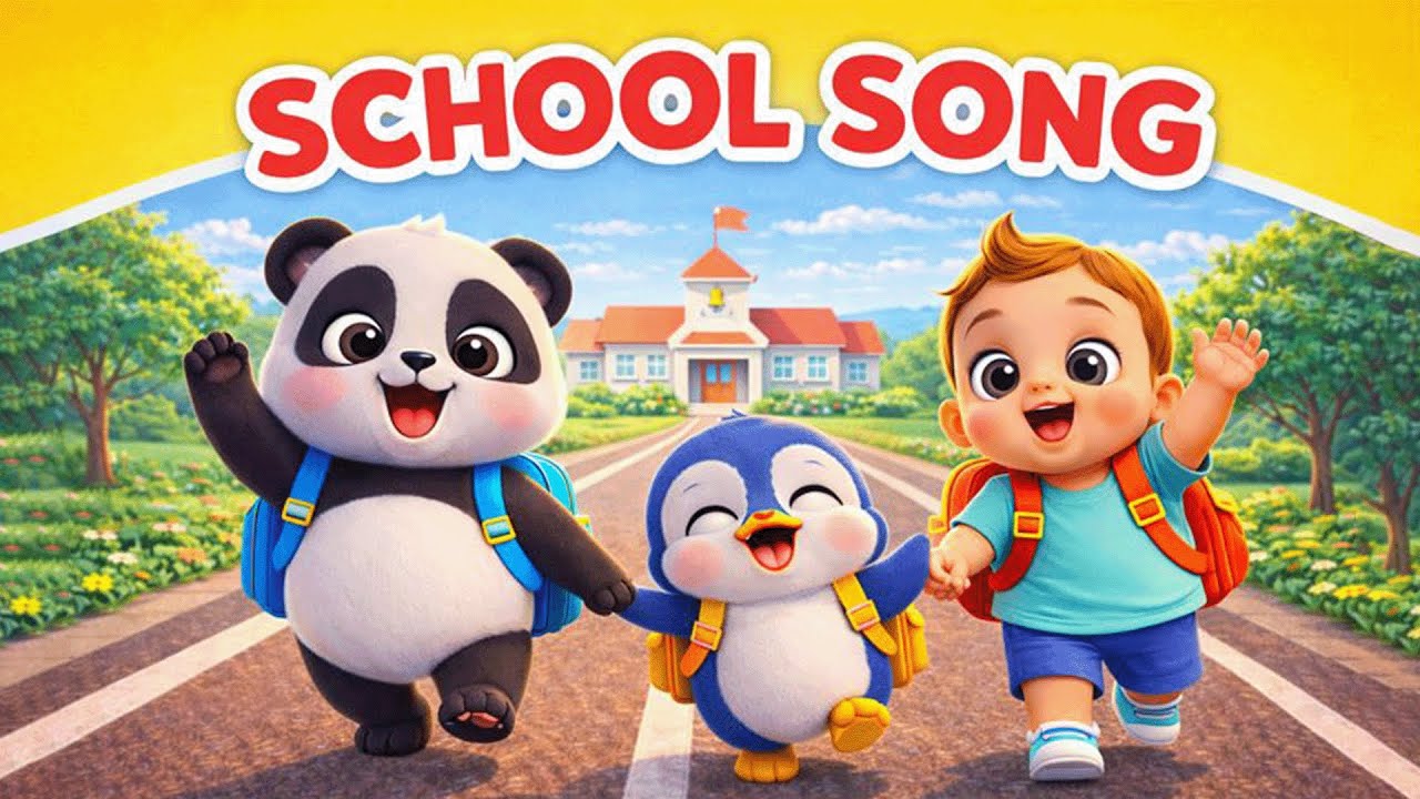 School Song | Walking to School Nursery Rhyme | Baby Panda & Penguin