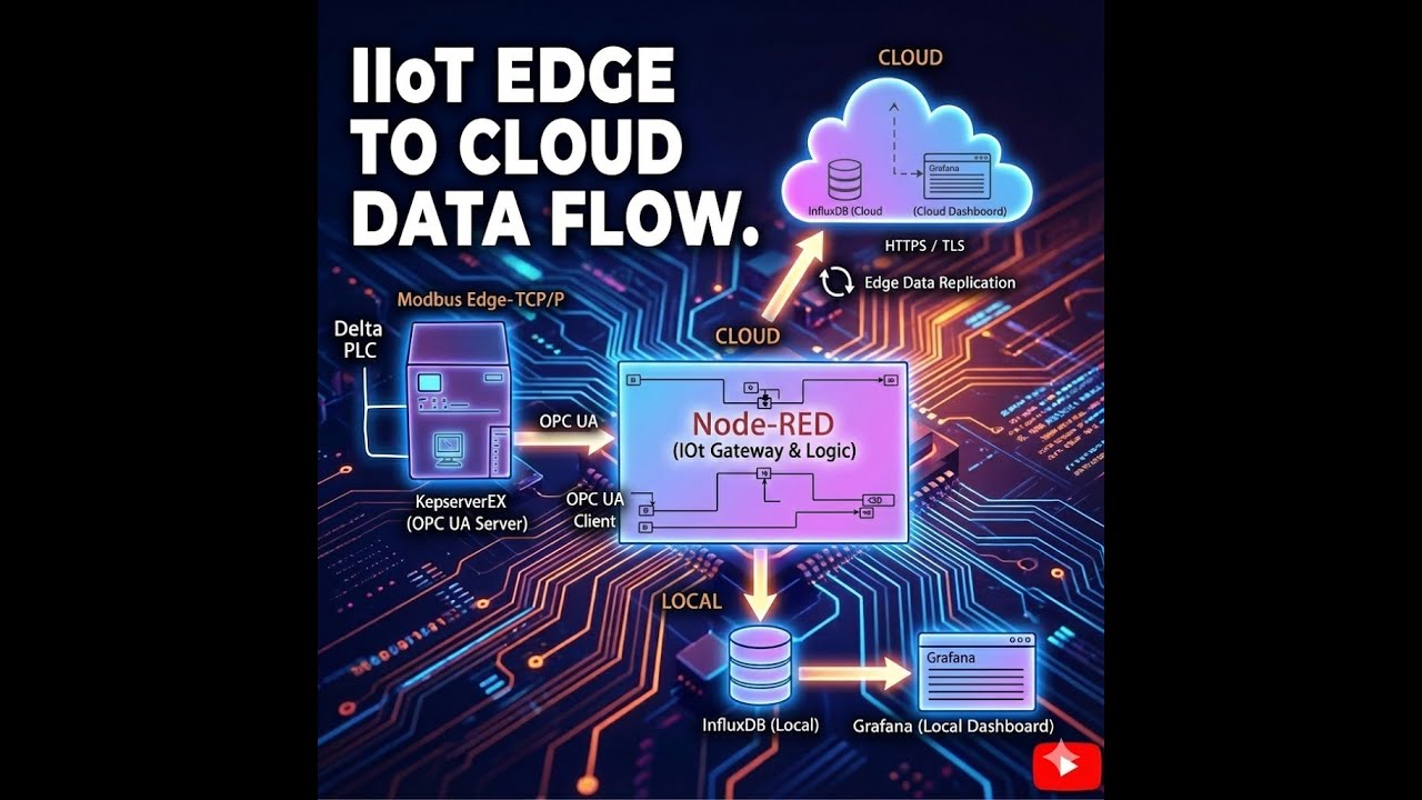 Creating graphana dashboard, local and cloud using ISPSoft, Kepserver, NodeRed, InfluxDB, Modbus,opc