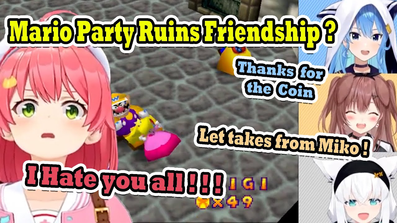 Korone Suisei and Fubuki sacrificed Miko for the Content in Mario Party【Miko/Korone/Suisei/Fubuki】