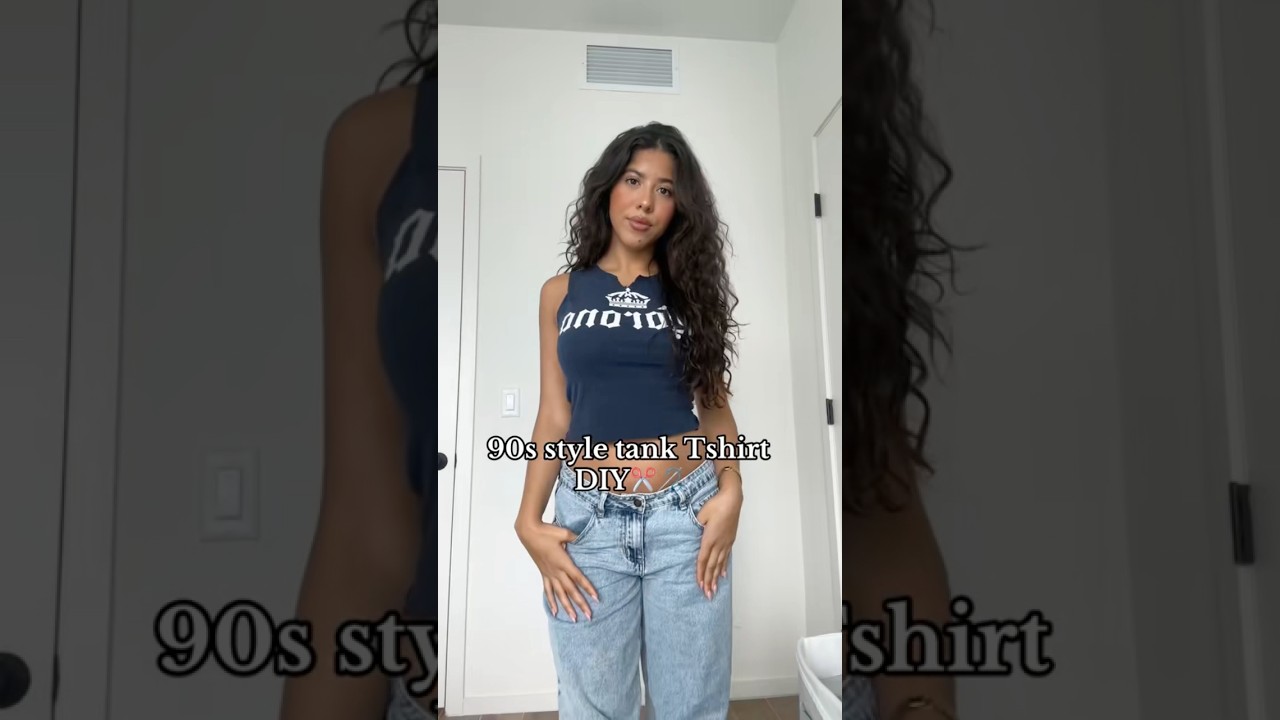 Muscle tank DIY✂️🪡 #tshirthack #thriftflip #stylingtips #upcycle #cuttingandstitching #sewing