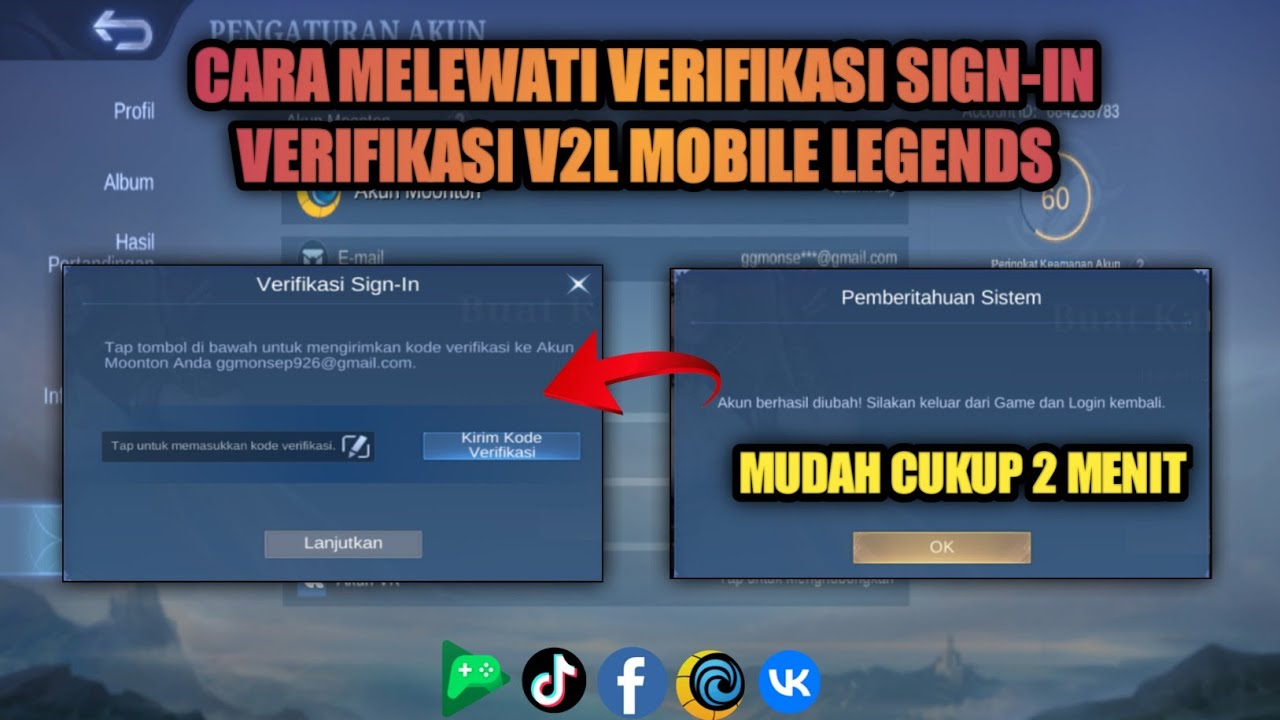 Cara Melewati Verifikasi Sign-in Mobile Legends Verifikasi Sekunder ML / V2L ML 100% Work