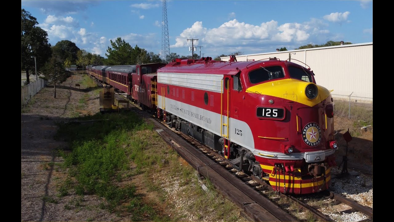 Drone View of the Texas State Railroad Rusk, Maydelle, and Palestine Texas in 4K