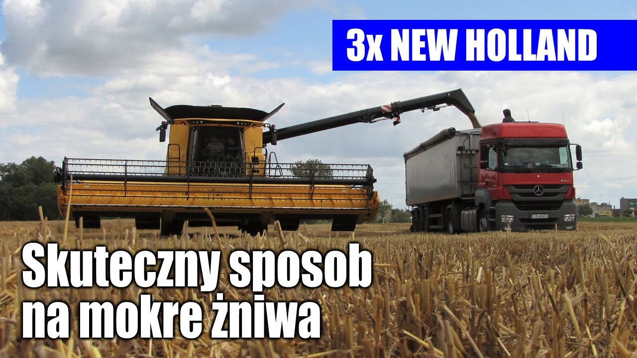 3x New Holland - CR 9.90, CR 9080, CX 820 - skuteczny sposob na mokre żniwa