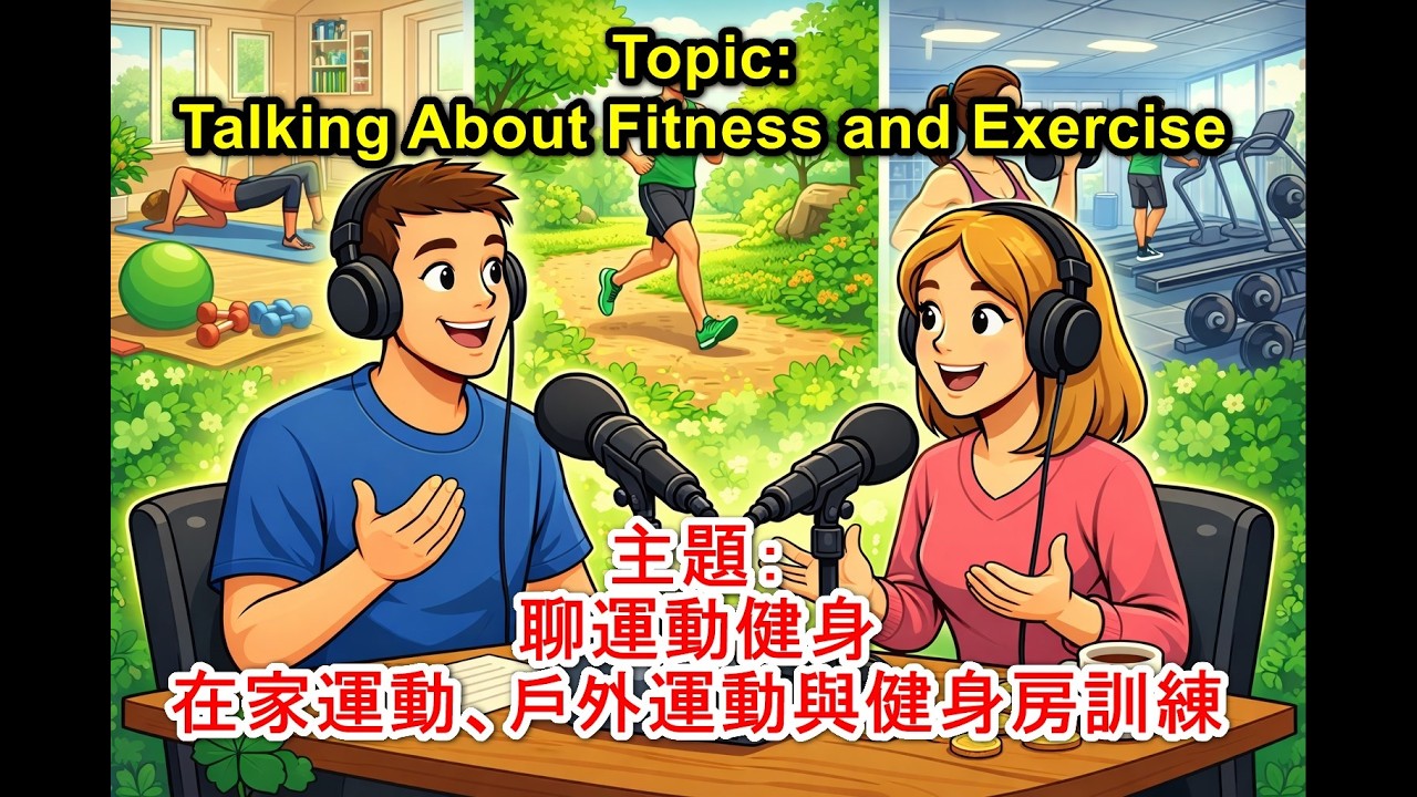 主題 : 聊運動健身——在家運動、戶外運動與健身房訓練 | Topic : Talking About Fitness and Exercise | English Podcast