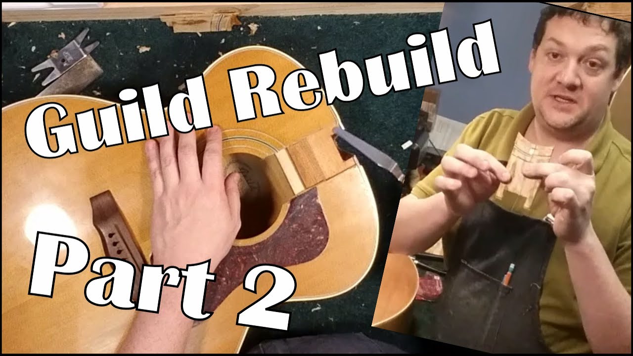 Guild JF30 Acoustic Guitar Rebuild, Part 2 of 3 Headblock, bracing and soundboard repair