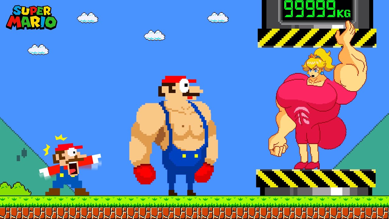Super Mario's MUSCLE Madness: Peach Giant BUTT Powerups | Game Animation