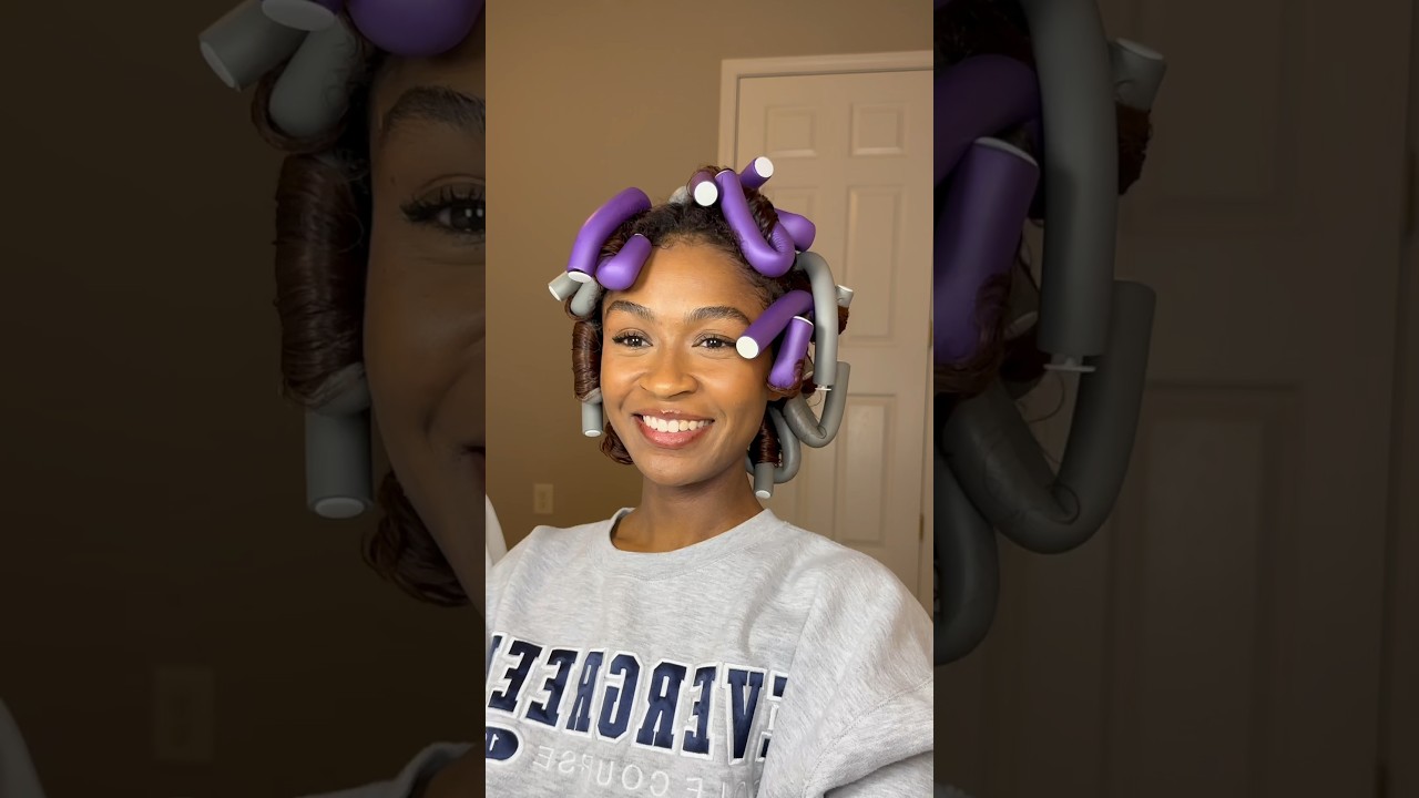 flexi rods on already curly hair?? #curlinghair #heatlesscurls
